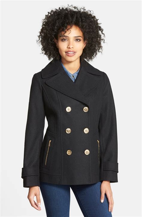 michael michael kors belted wool peacoat|Michael Kors wool blend peacoat.